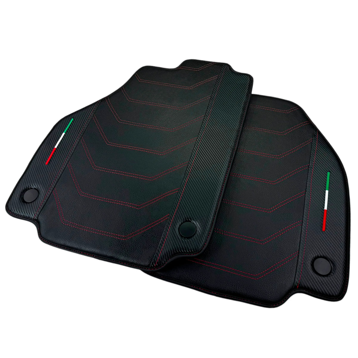 Leather Floor Mats For Ferrari 488 Spider (2016-2022) With Carbon Fiber | Italian Edition