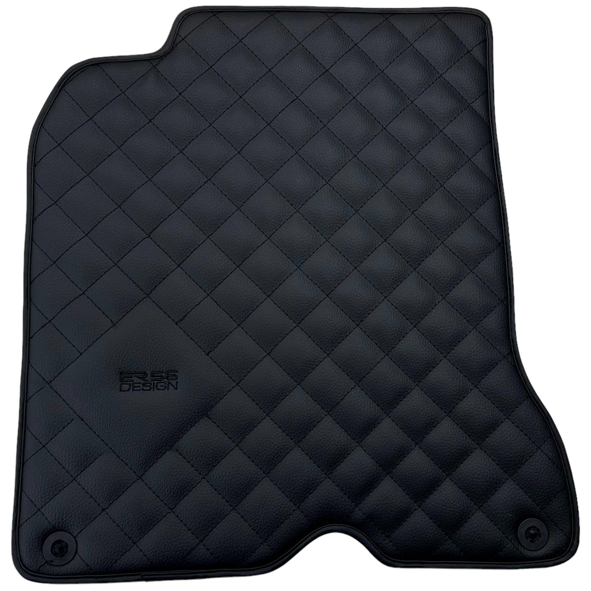 Leather Floor Mats for Ferrari California T (2015-2018) Black Sewing ER56 Design - AutoWin