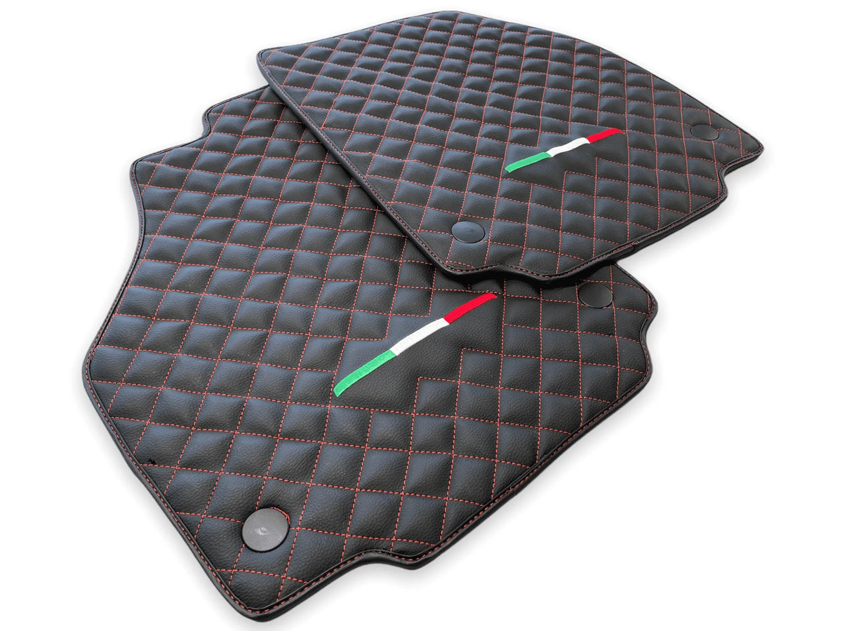 Leather Floor Mats For Ferrari F8 Tributo (2019-2023) Italian Edition - AutoWin