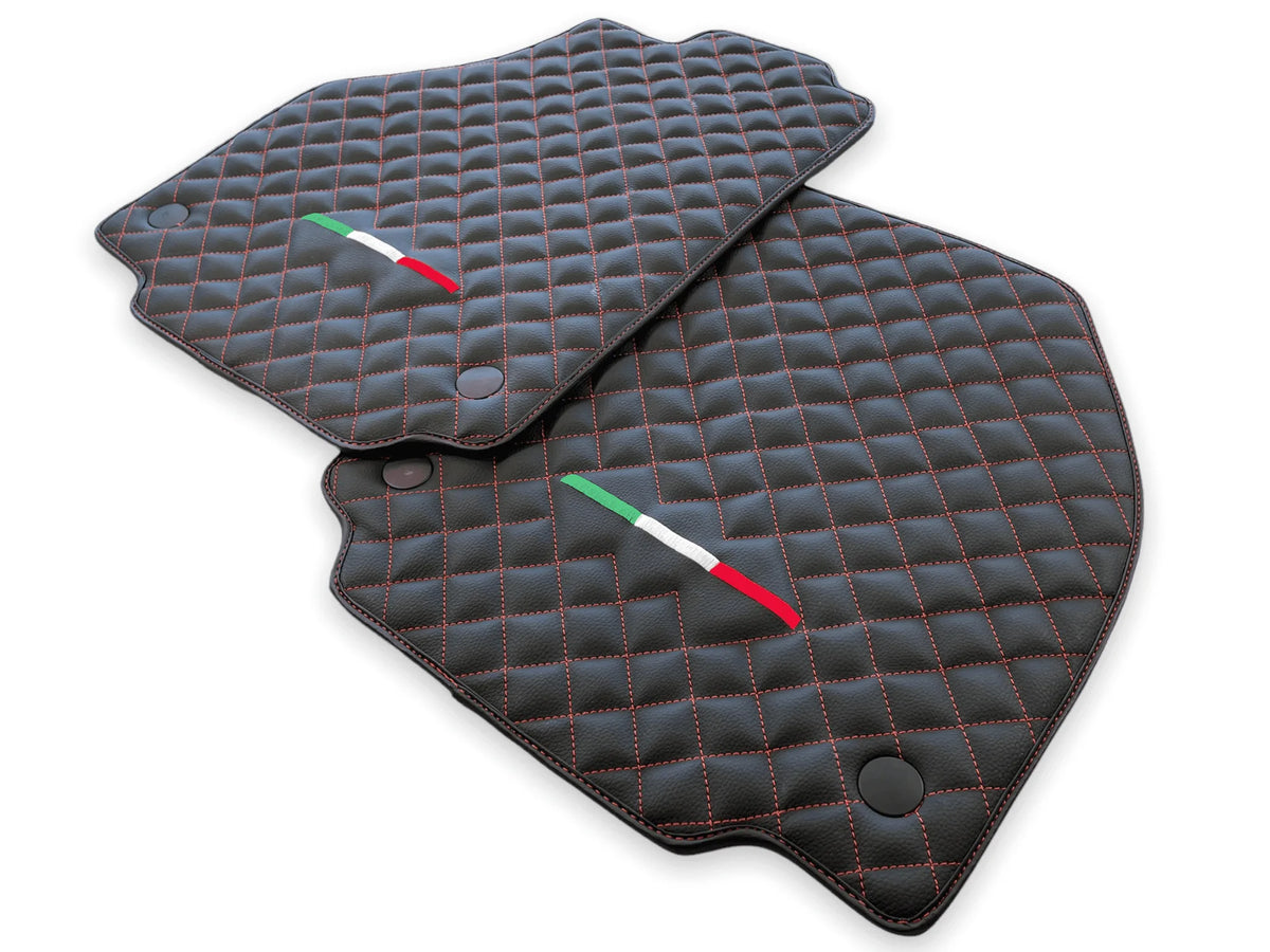 Leather Floor Mats For Ferrari F8 Tributo (2019-2023) Italian Edition - AutoWin