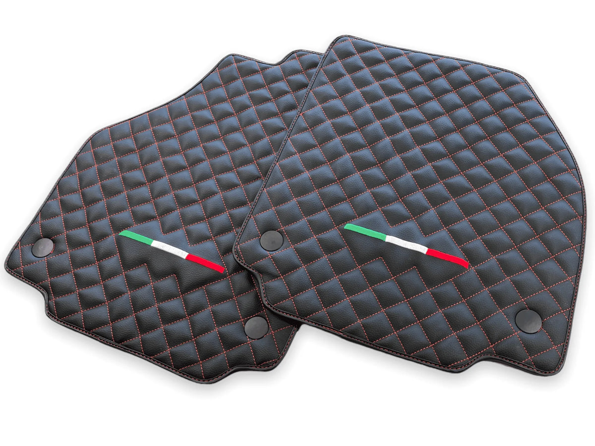 Leather Floor Mats For Ferrari F8 Tributo (2019-2023) Italian Edition - AutoWin