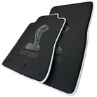 Leather Floor Mats for Ford Mustang GT350 Shelby (2015-2021) with Cobra Sewing | White Trim - AutoWin