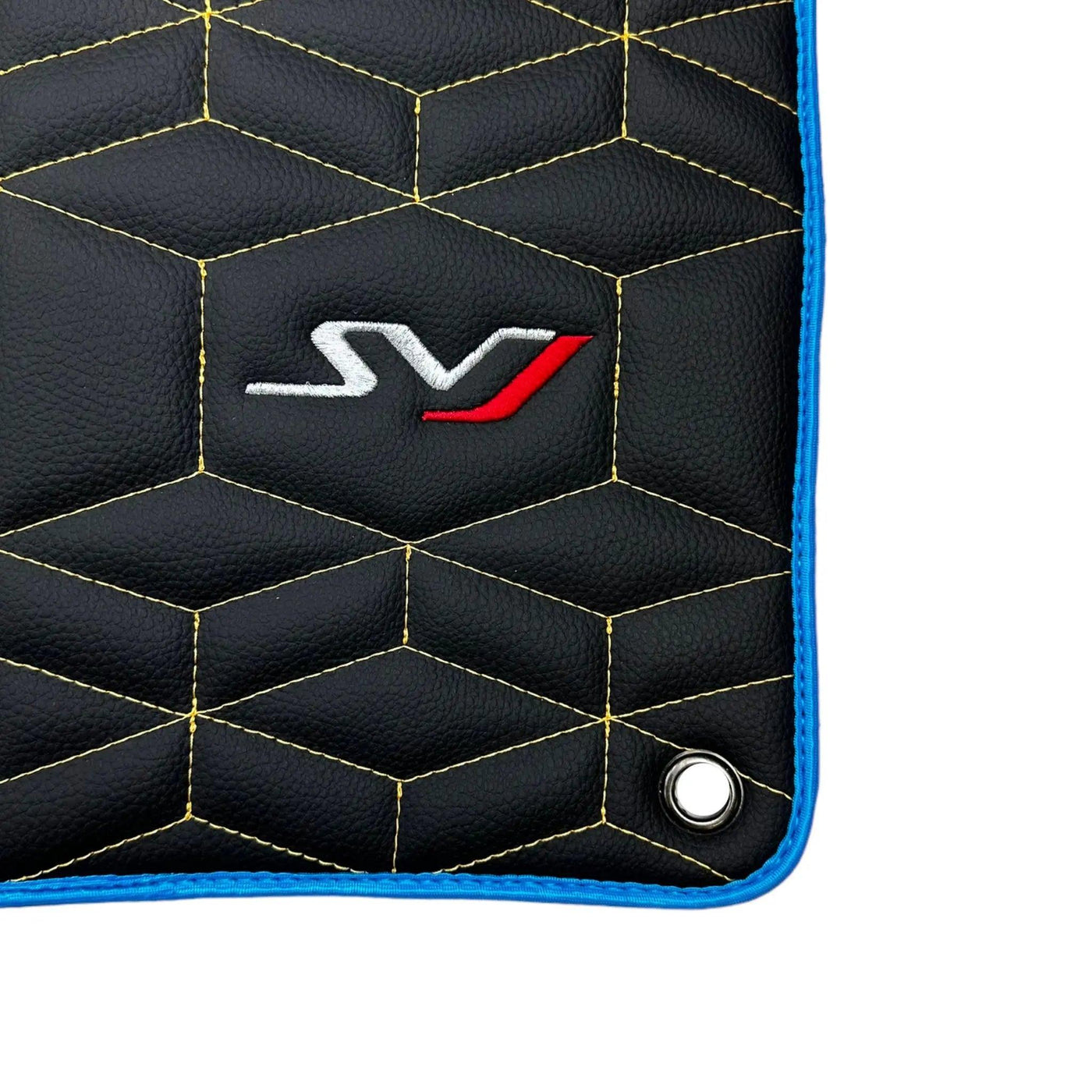 Leather Floor Mats for Lamborghini Aventador SVJ Limited Edition with Blue Trim - AutoWin