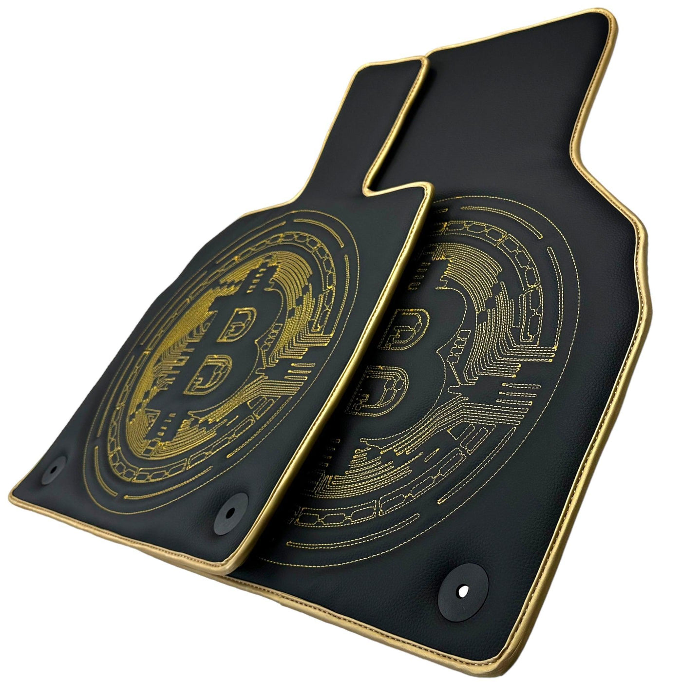 Leather Floor Mats for Lamborghini Aventador with Bitcoin Sewing - AutoWin