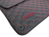 Leather Floor Mats for Porsche Cayenne GTS (2010-2018) Red Sewing - AutoWin