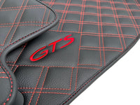 Leather Floor Mats for Porsche Cayenne GTS (2010-2018) Red Sewing - AutoWin