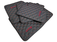 Leather Floor Mats for Porsche Cayenne GTS (2010-2018) Red Sewing - AutoWin