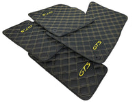Leather Floor Mats for Porsche Cayenne GTS (2010-2018) Yellow Sewing - AutoWin