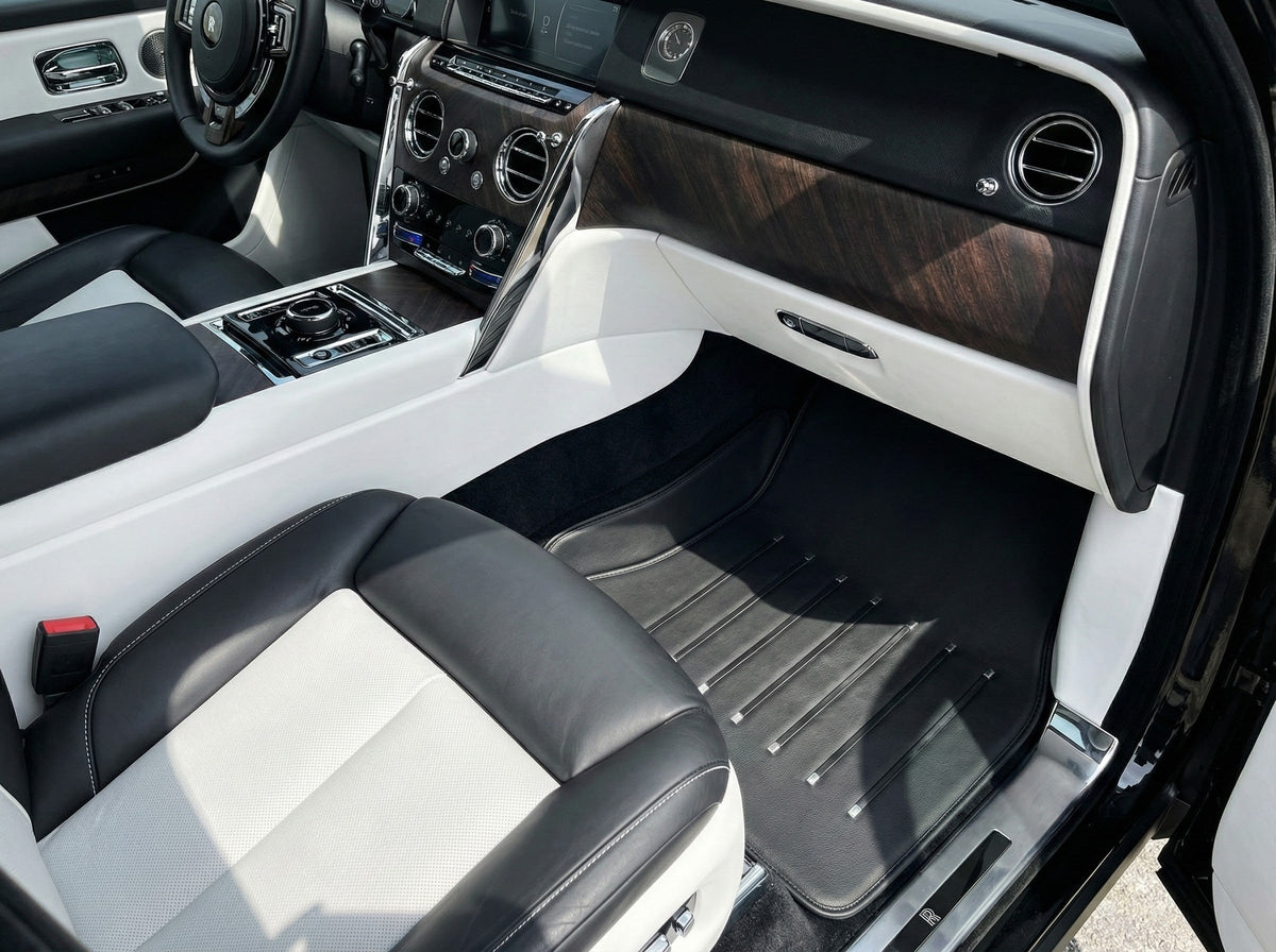 Leather Floor Mats For Rolls Royce Black Badge Cullinan Rr31 2018-2025 Black