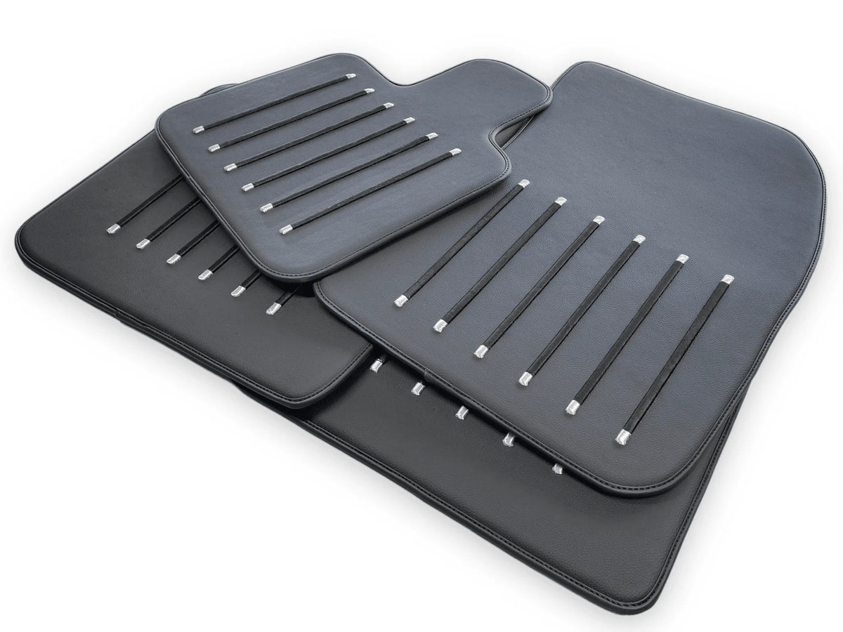 Leather Floor Mats For Rolls Royce Black Badge Ghost Series II (2021-2024) Black - AutoWin