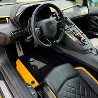 Customizable Black Floor Mats for Lamborghini Aventador with Yellow (Giallo Taurus) Nappa Leather