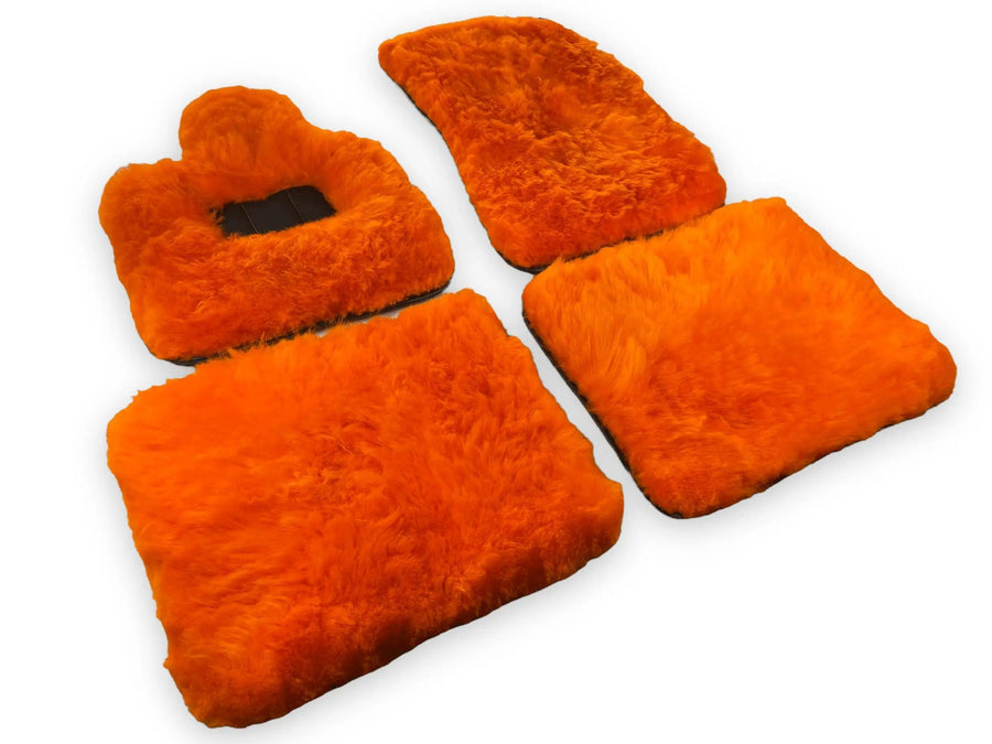Orange Sheepskin Floor Mats For Bentley Bentayga Er56 Design Brand - AutoWin