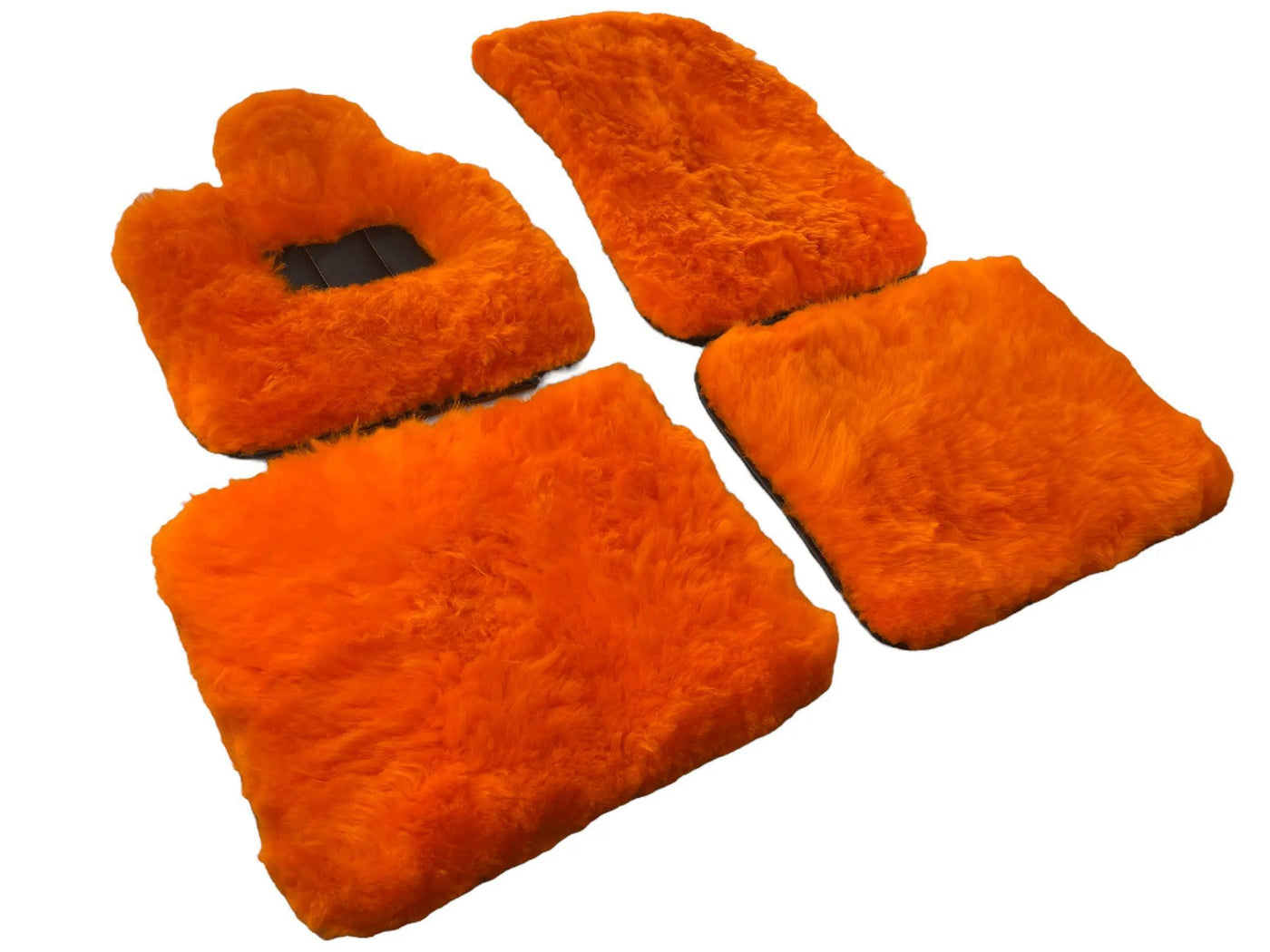 Orange Sheepskin Floor Mats For Bentley Flying Spur (2005-2013) Er56 Design Brand - AutoWin