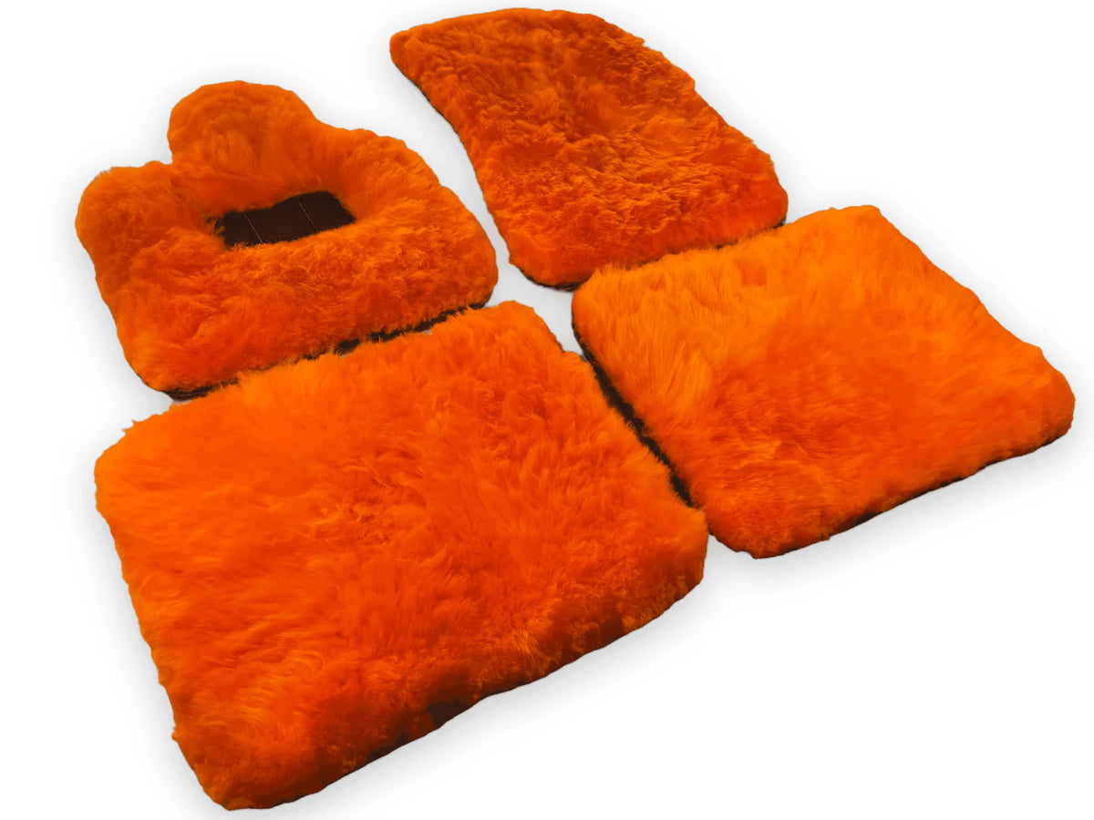 Orange Sheepskin Floor Mats For Rolls Royce Ghost Series II (2021-2024) ER56 Design Brand - AutoWin