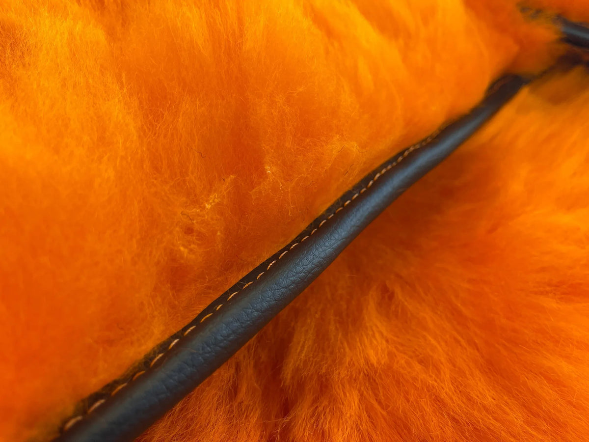 Orange Sheepskin Floor Mats For Rolls Royce Ghost Series II (2021-2024) ER56 Design Brand - AutoWin