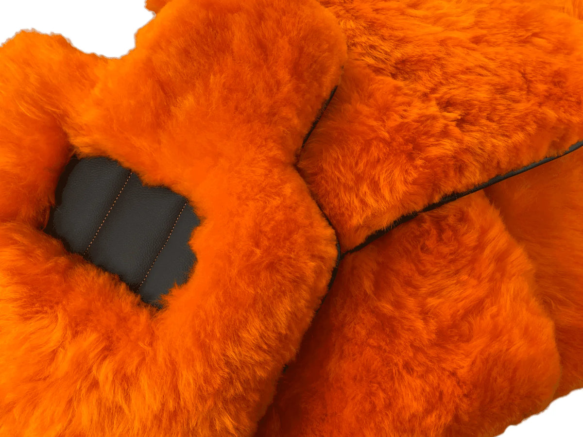 Orange Sheepskin Floor Mats For Rolls Royce Ghost Series II (2021-2024) ER56 Design Brand - AutoWin
