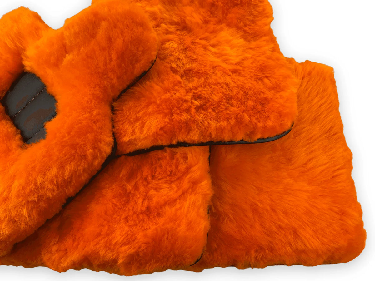 Orange Sheepskin Floor Mats For Rolls Royce Ghost Series II (2021-2024) ER56 Design Brand - AutoWin