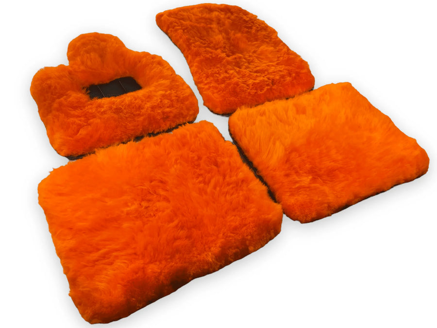 Orange Sheepskin Floor Mats For Rolls Royce Phantom VIII (2017-2024) ER56 Design Brand - AutoWin