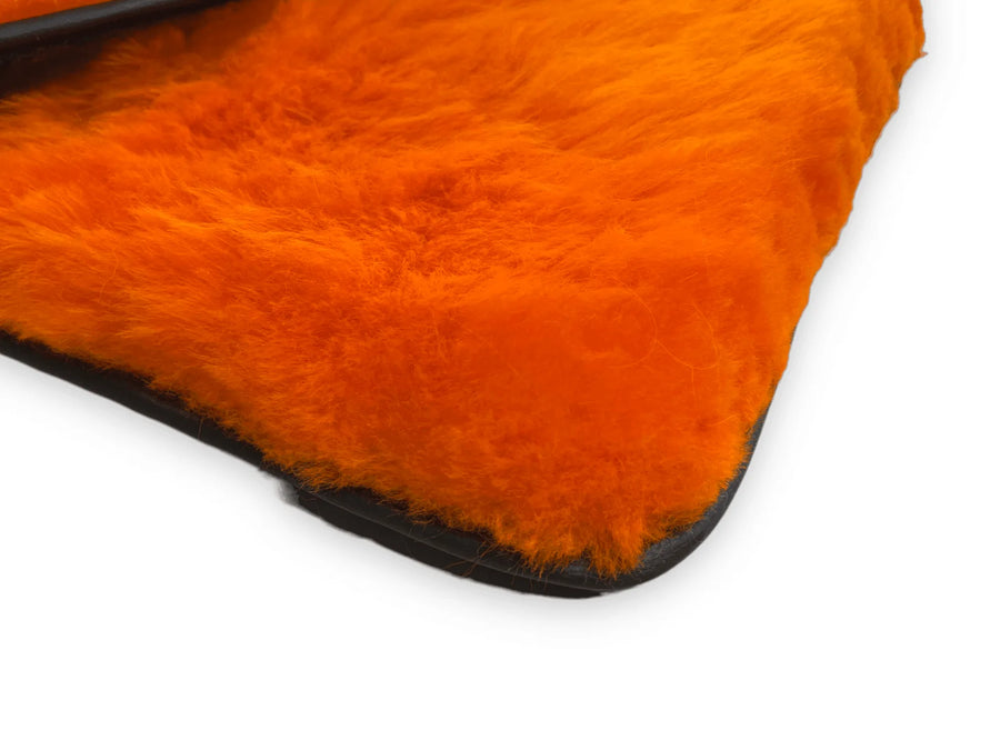 Orange Sheepskin Floor Mats For Rolls Royce Phantom VIII (2017-2024) ER56 Design Brand - AutoWin