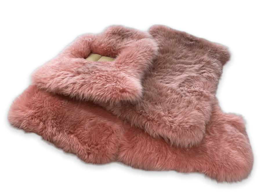 Pink Sheepskin Floor Mats for Rolls Royce Phantom VIII (2017-2024) ER56 Design Brand - AutoWin
