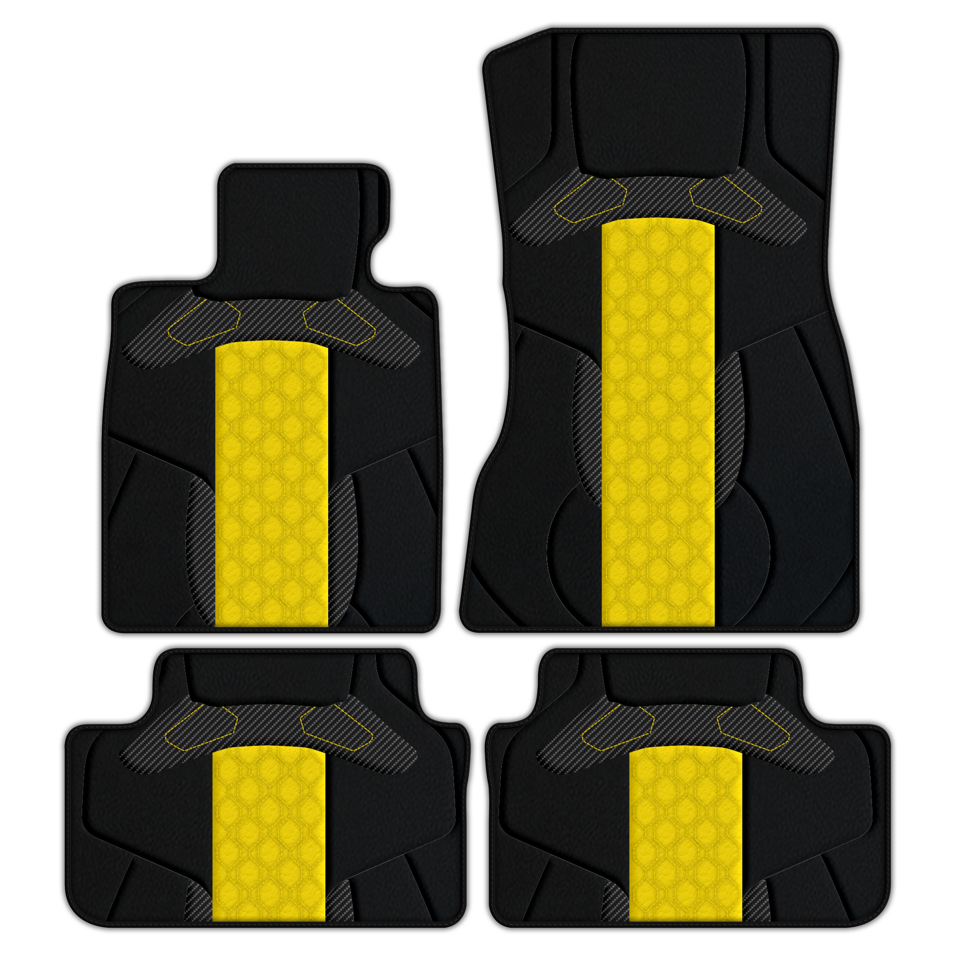 Premium Customizable Leather Floor Mats with AW45 Pattern installed in BMW 5 Series G30 (2017-2024) sedan interior