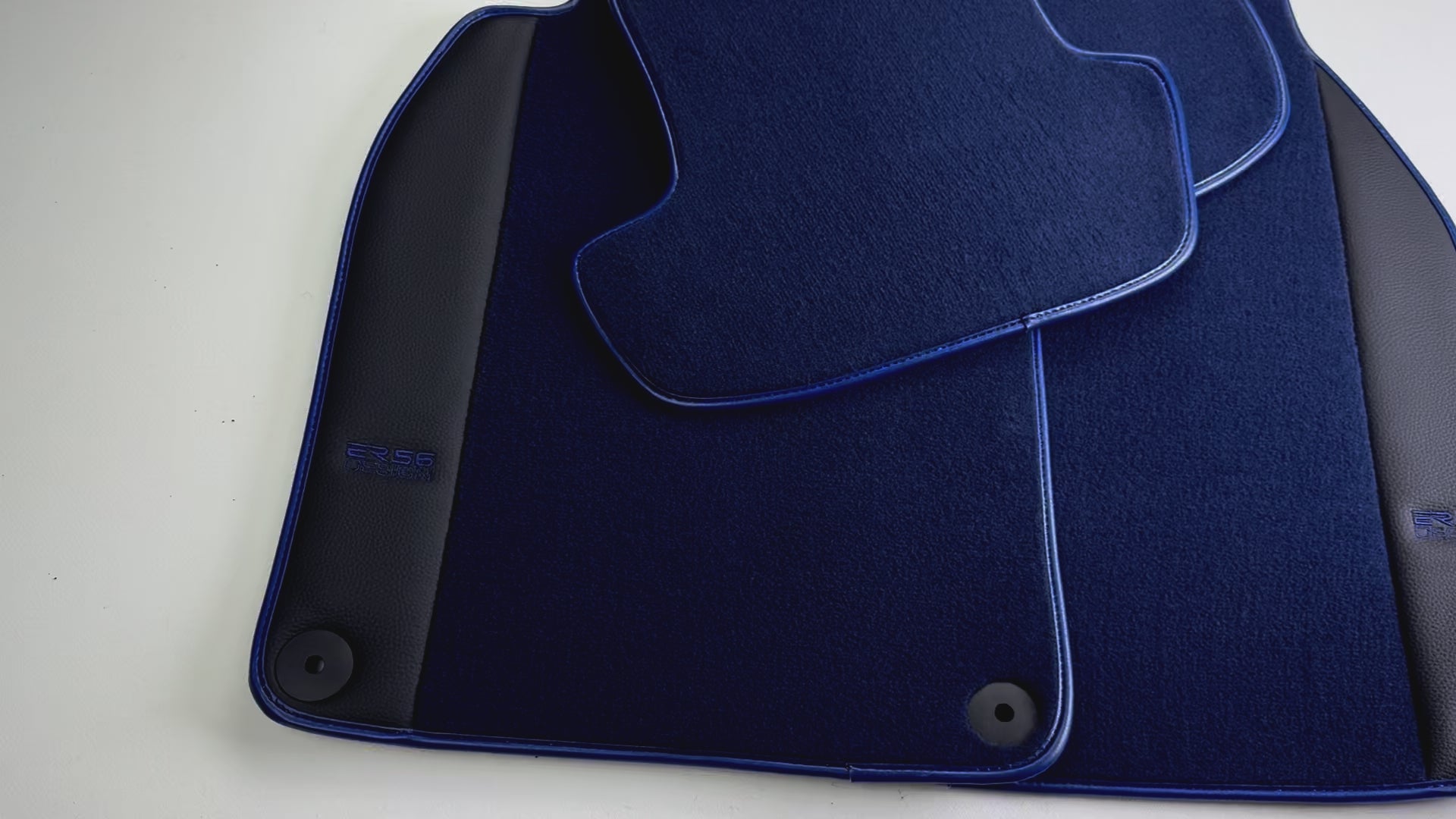Dark Blue Floor Mats for Porsche Taycan (2020-2023) with Leather - AutoWin