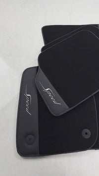 Tapis de voiture noirs pour Bentley Continental GT (2018–2023) Speed avec cuir