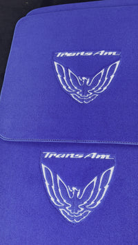 Tapis de voiture bleus pour Pontiac FireBird (1970-1981) avec logo Trans Am