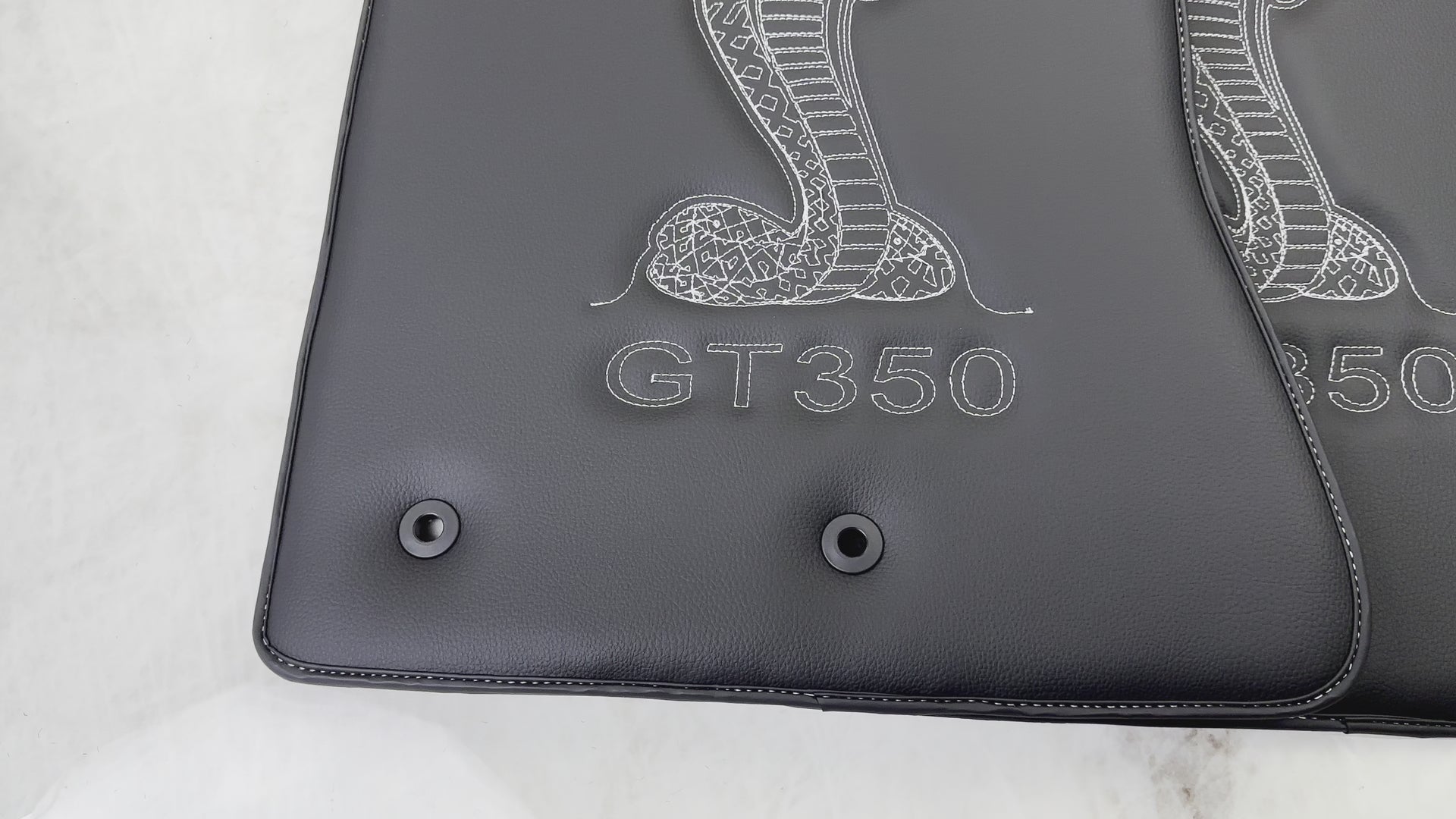 Leather Floor Mats for Ford Mustang GT350 Shelby (2015-2021) with Cobra Sewing - ER56 Design