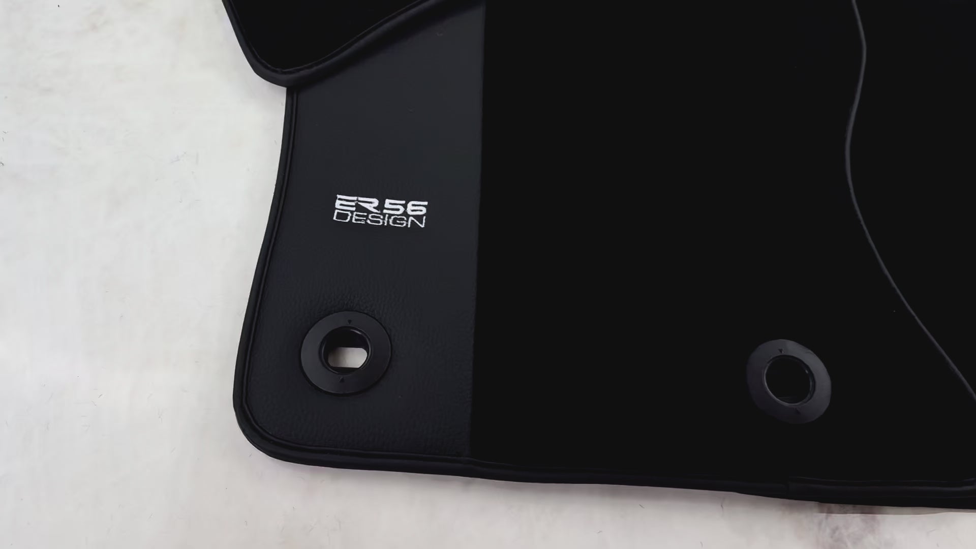 Black Floor Mats for Jaguar F-Pace (2016-2024) with Leather Borders by ER56 Design - ER56 Design