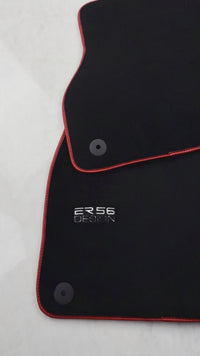 Tapis de voiture noirs pour Audi A6 - C8 Berline (2018-2023) Design ER56 avec bord rouge
