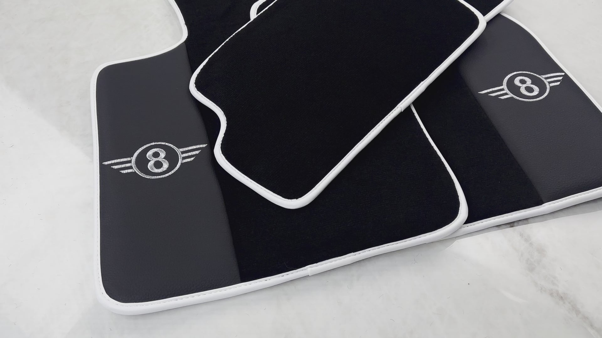 Black Floor Mats for Mini Cooper F56 (2013-2022) with Leather | White Trim - AutoWin