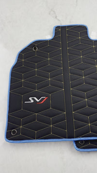 Leather Floor Mats for Lamborghini Aventador SVJ Limited Edition with Blue Trim