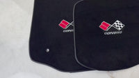 Tapis de voiture noir pour Chevrolet Corvette C3 (1968-1982) | Bord noir