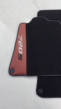 Tapis de voiture noir pour McLaren 720S (2017-2021) avec cuir rouge