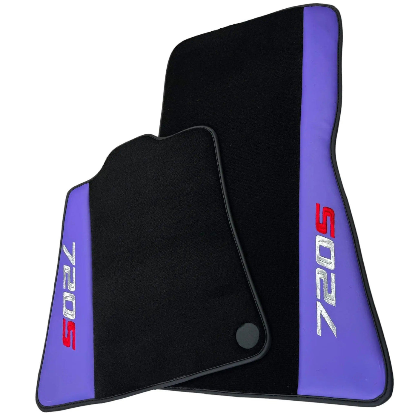 Purple Leather Black Floor Mats for McLaren 720S | Black Trim - AutoWin