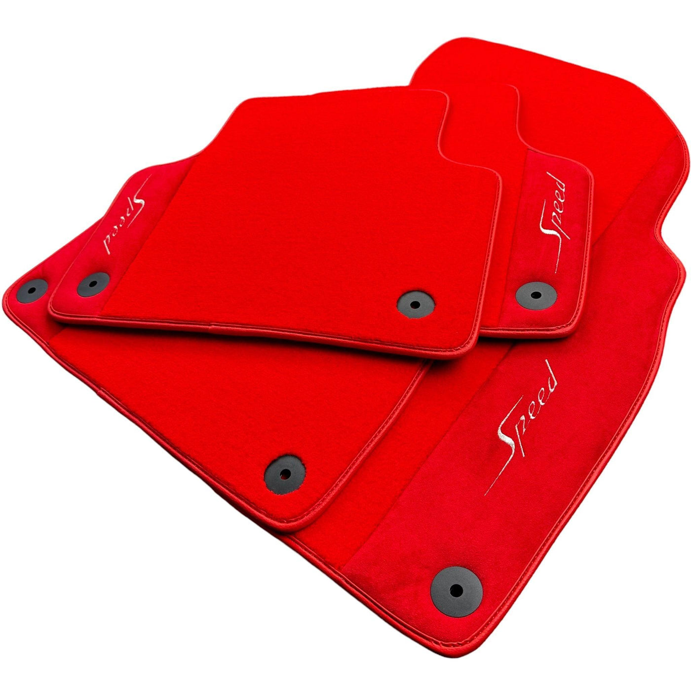 Red Floor Mats For Bentley Flying Spur (2005-2013) with Alcantara Leather - AutoWin