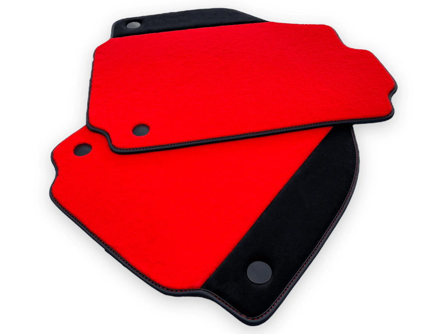 Red Floor Mats For Ferrari 488 GTB 2015-2022 Carpets With Alcantara Leather - AutoWin