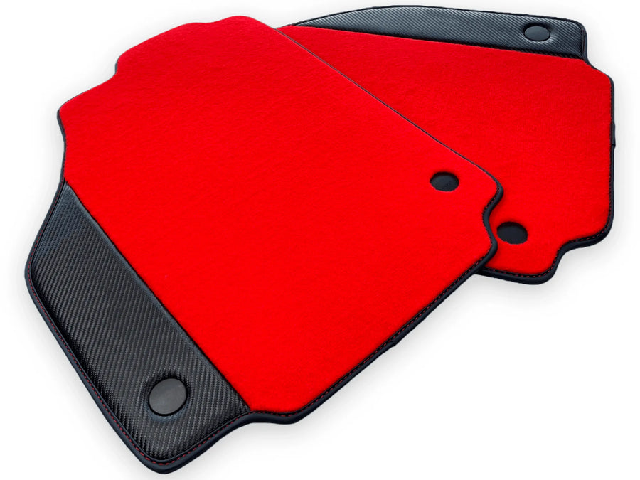 Red Floor Mats For Ferrari 488 Spider 2015-2022 Carbon Fiber - AutoWin
