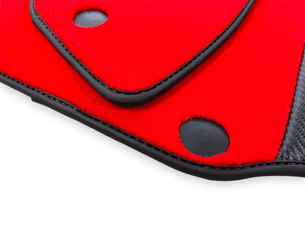 Red Floor Mats For Ferrari 812 GTS (2019-2023) With Carbon Fiber Leather