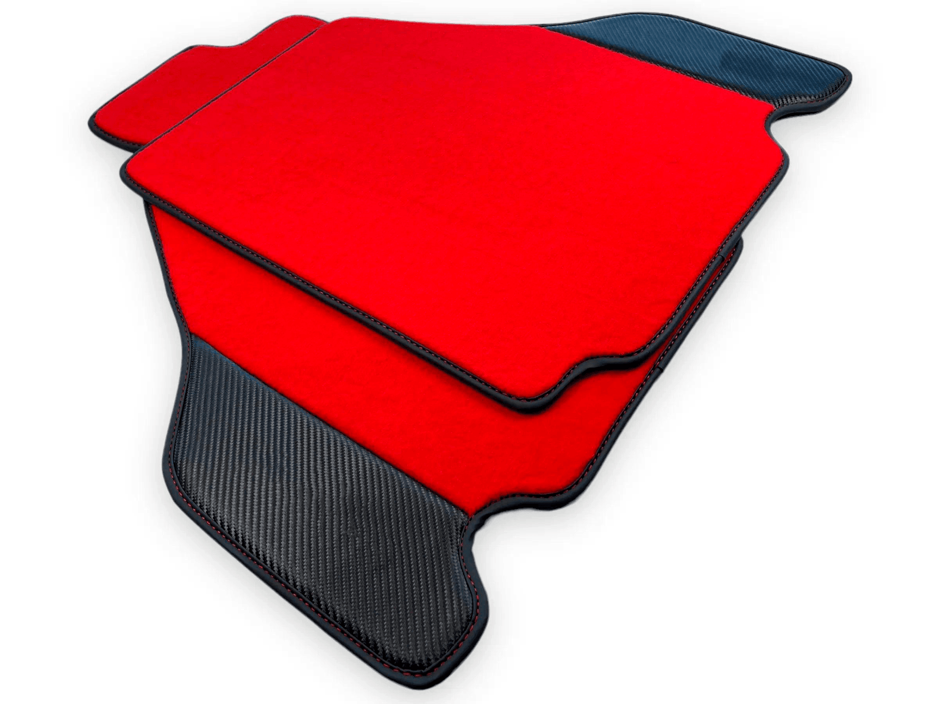 Red Floor Mats For Ferrari F430 2004-2009 With Carbon Fiber Leather - AutoWin