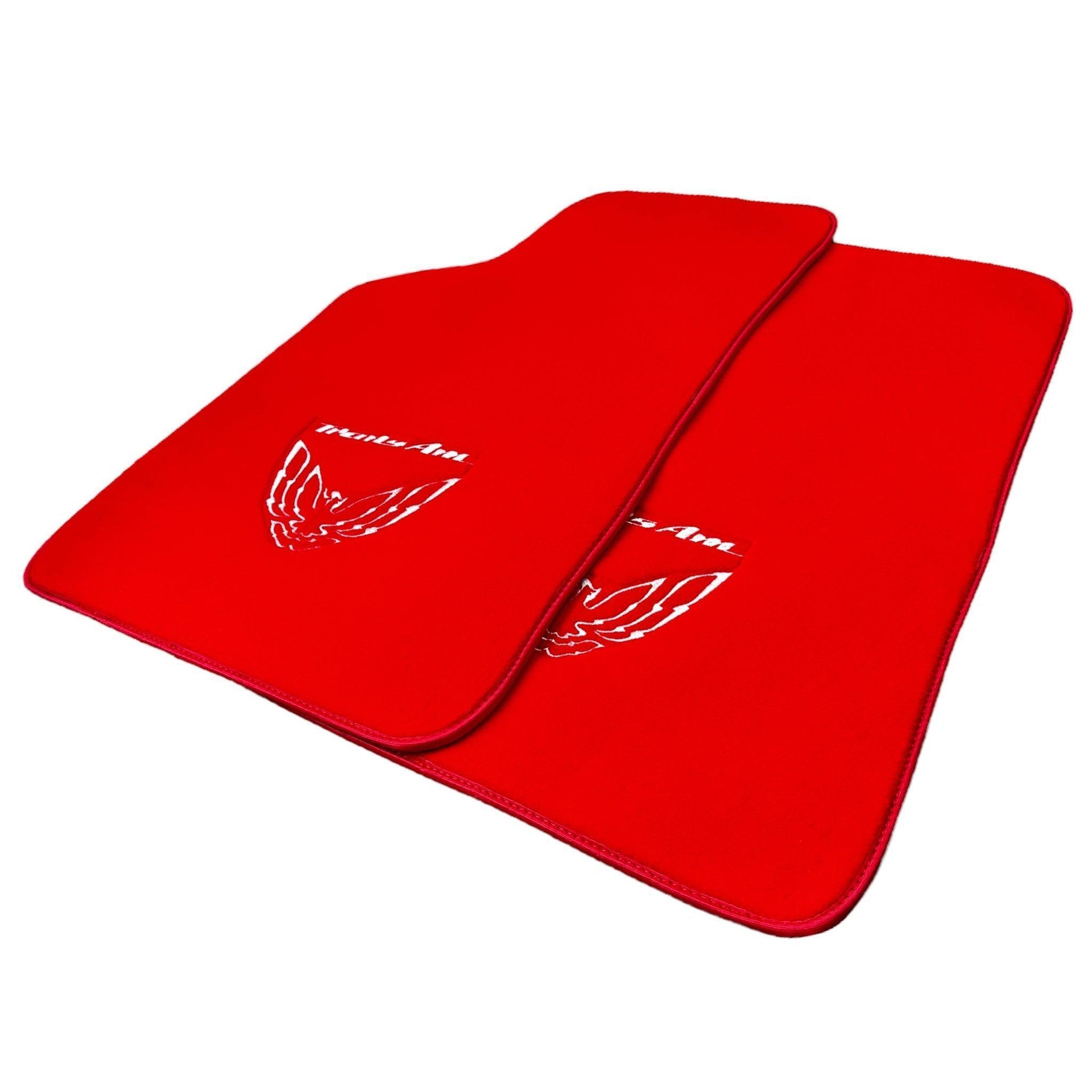 Red Floor Mats for Pontiac FireBird (1970-1981) with Trans Am Logo - AutoWin