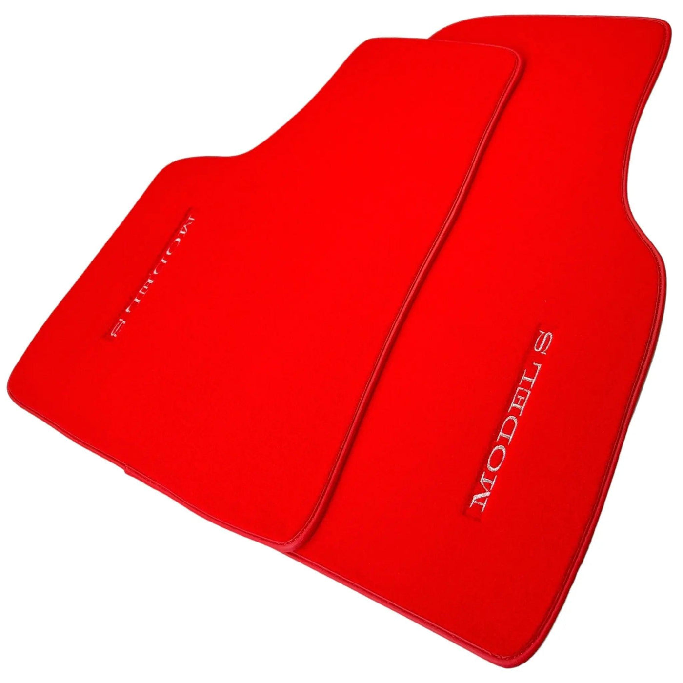Red Floor Mats For Tesla Model S (2012-2023) with Red Trim - AutoWin