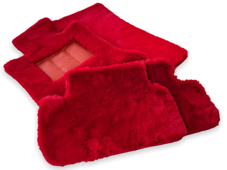 Red Sheepskin Floor Mats For Bentley Flying Spur (2005-2013) Er56 Design Brand - AutoWin
