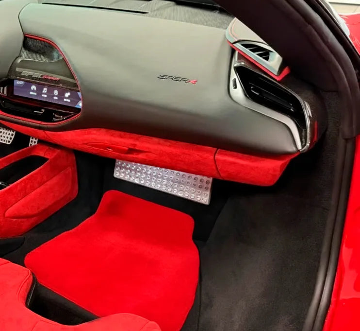 Red Sheepskin Floor Mats for Ferrari Portofino (2018-2023)