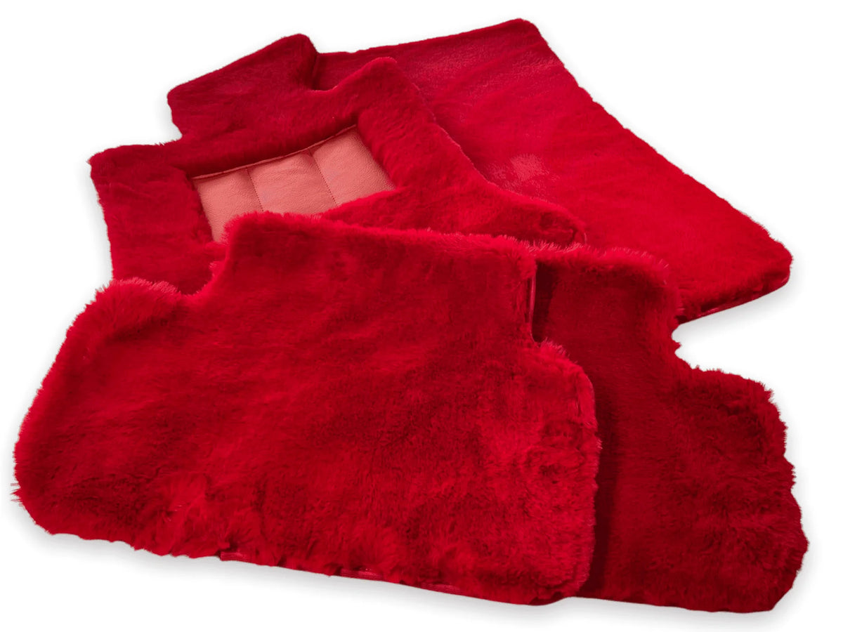 Red Sheepskin Floor Mats For Rolls Royce Phantom VIII (2017-2024) Design Brand - AutoWin