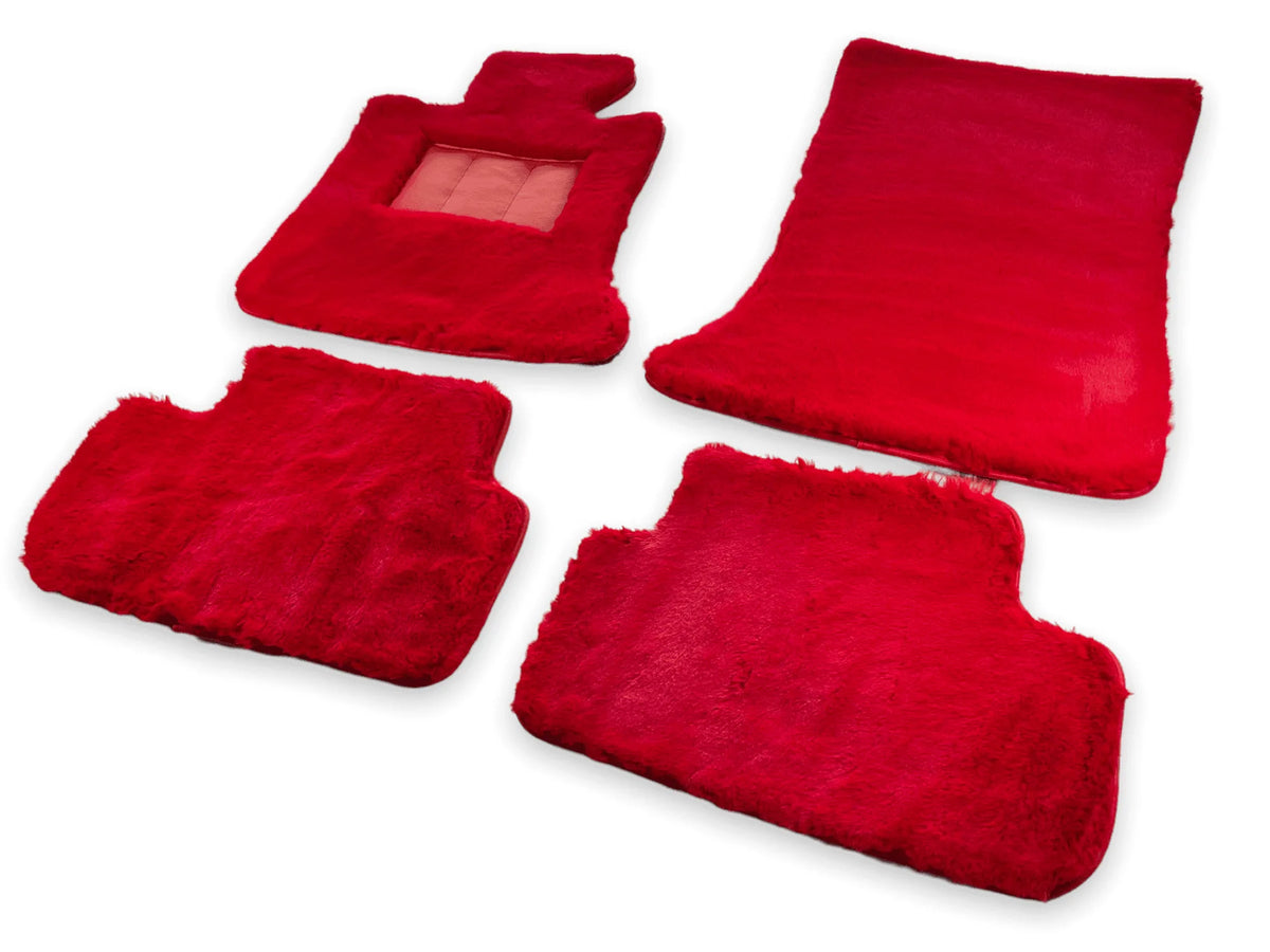 Red Sheepskin Floor Mats For Rolls Royce Phantom VIII (2017-2024) Design Brand - AutoWin