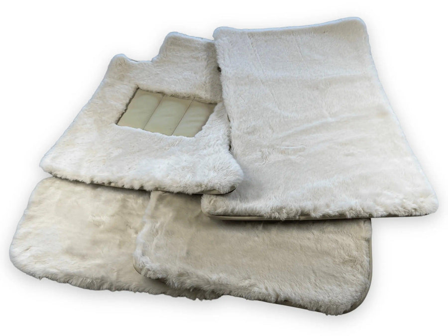 White Sheepskin Floor Mats For Bentley Bentayga Er56 Design Brand - AutoWin