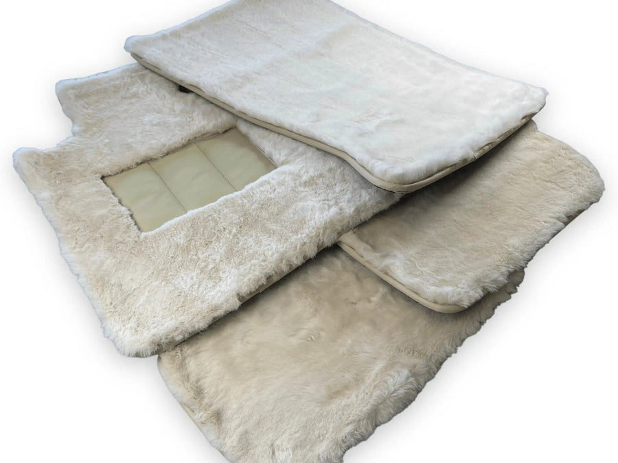 White Sheepskin Floor Mats For Bentley Bentayga Er56 Design Brand - AutoWin