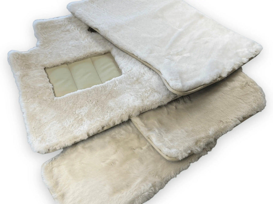 White Sheepskin Floor Mats For Bentley Bentayga Er56 Design Brand - AutoWin